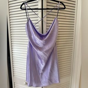 Silky purple dress, low back dress!